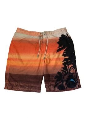 Tommy Bahama Orange Sunset Palm Swim Shorts